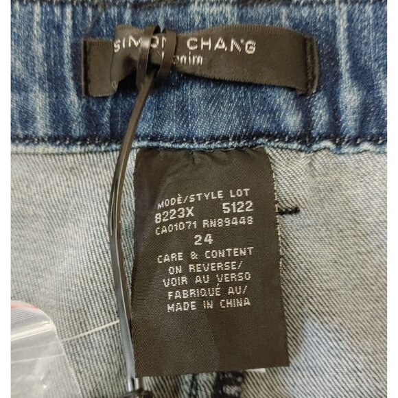 Simon Chang Cropped Jeans Women's Plus Size 24 Floral embroidered sides - Picture 4 of 4